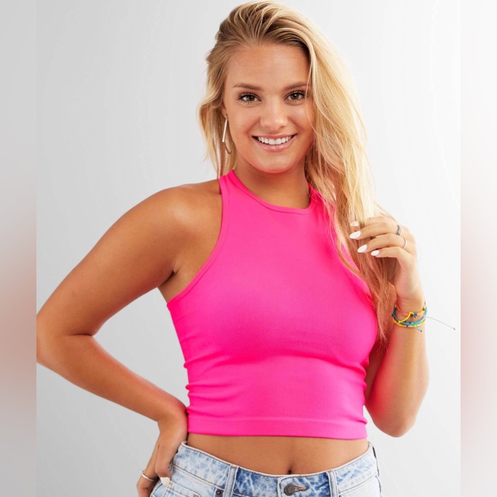Free People Hayley racerback brami neon pink tank size M/L